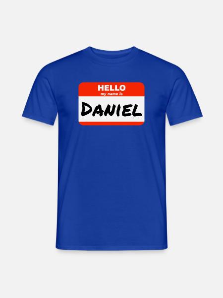 Hello My Name Is Daniel Etikett Namensschild - Männer T-Shirt - Dunkelblau
