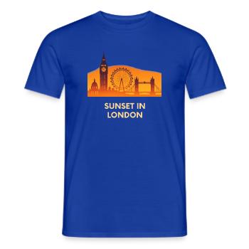 Sunset London Skyline Silhouette - Men's T-Shirt - majorelle blue - Front - AI Model Male 178 light (178cm)