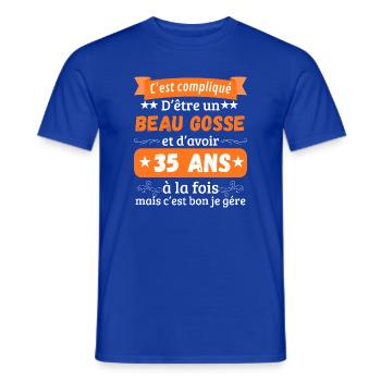 Funny Original 35th Birthday Gift Idea Man - T-shirt homme - bleu foncé - Devant - AI Model Male 178 light (178cm)