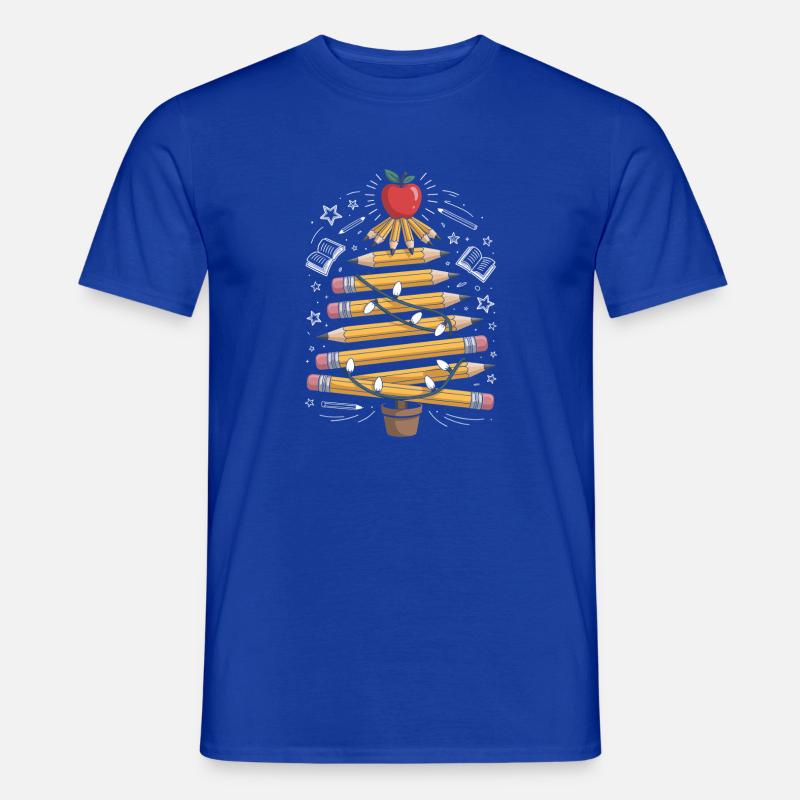 Buntstift Baum mit Lichterkette - Männer T-Shirt - Dunkelblau