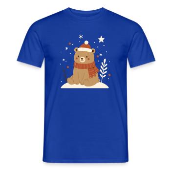 Bear with Santa hat – animal motif for winter - Men's T-Shirt - majorelle blue - Front - AI Model Male 178 light (178cm)