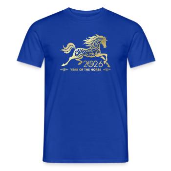 Chinesisches Neujahr des Pferdes 2026 - Männer T-Shirt - Dunkelblau - Vorne - AI Model Male 178 light (178cm)