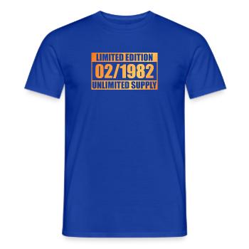 44th Birthday Limited Edition - ꝏ Supply 02/1982 - Men's T-Shirt - majorelle blue - Front - AI Model Male 178 light (178cm)