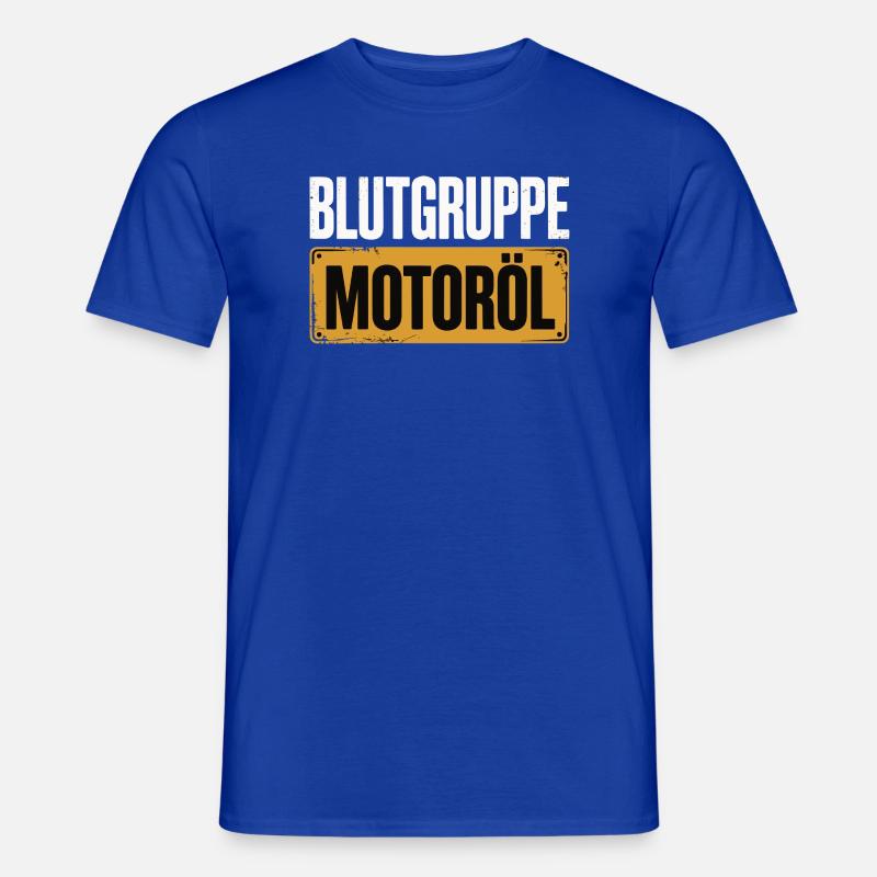 Bloedtype, motorolie-schroevendraaierontwerp, - Heren T-shirt - donkerblauw