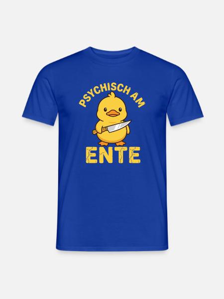 Psychisch am Ente - Lustige Ente mit Messer - Männer T-Shirt - Dunkelblau