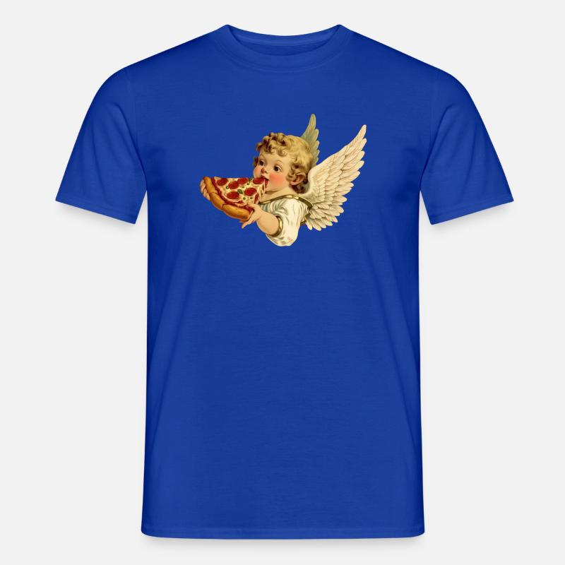 Pizza Cherub – Ängel med pepperoni - T-shirt herr - mörkblå