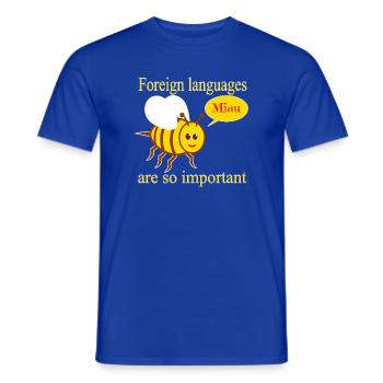 Abeille avec bulle de dialogue - T-shirt homme - bleu foncé - Devant - AI Model Male 178 light (178cm)