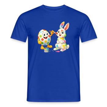 Œuf de Pâques drôle peint Joyeux lapin de Pâques - T-shirt homme - bleu foncé - Devant - AI Model Male 178 light (178cm)