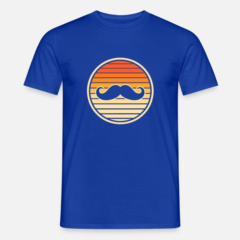 Retro trendiger Schnurrbart Sunset Hipster - Männer T-Shirt - Dunkelblau