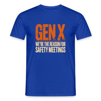 Gen X: Grund für Sicherheitsmeetings - Männer T-Shirt - Dunkelblau - Vorne - AI Model Male 178 light (178cm)
