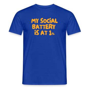 My Social Battery Is at 1% - Men's T-Shirt - majorelle blue - Front - AI Model Male 178 light (178cm)