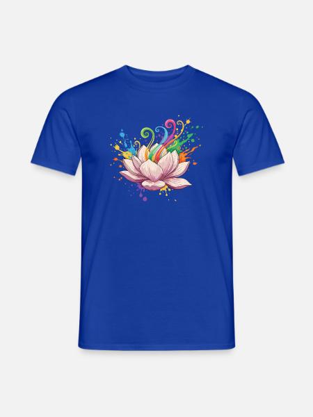 Leuchtende Lotusfarben Explosion - Männer T-Shirt - Dunkelblau