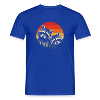 Raccoon Duo in the Retro Solar Circle - Men's T-Shirt - majorelle blue - Front - AI Model Male 178 light (178cm)