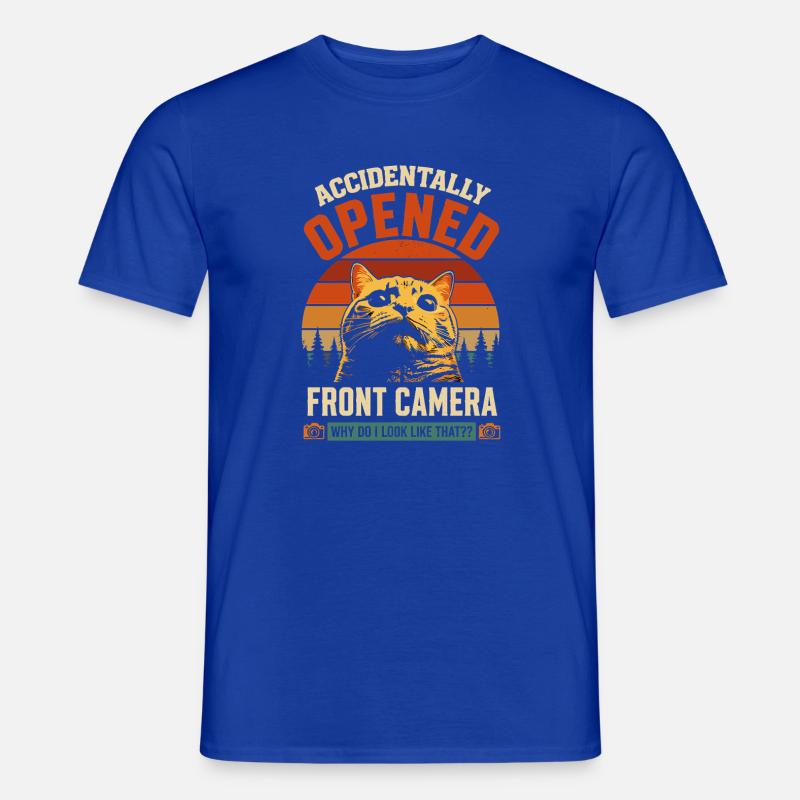 Front camera accidentally open cat - Men’s T-shirt - majorelle blue
