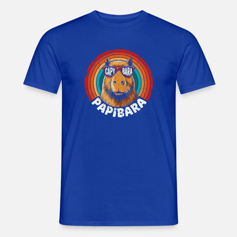 Capybara Retro Regenbogen Sonnenbrille - Männer T-Shirt - Dunkelblau