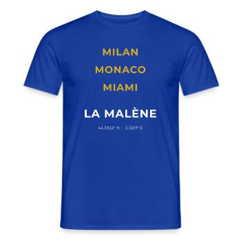 La Malène Lozère - Miami - Monaco - Milan - T-shirt homme - bleu foncé - Devant - AI Model Male 178 light (178cm)