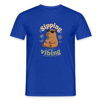 Sipping Cabybara Vibes on Beach - Men's T-Shirt - majorelle blue - Front - AI Model Male 178 light (178cm)