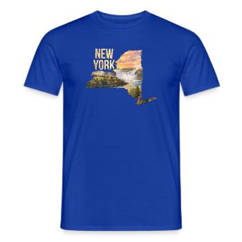 Carte aquarelle de l’État de New York - T-shirt homme - bleu foncé - Devant - AI Model Male 178 light (178cm)