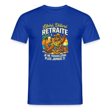 Ours Retraite Vacances Je Ne Travaillerai Plus - T-shirt homme - bleu foncé - Devant - AI Model Male 178 light (178cm)
