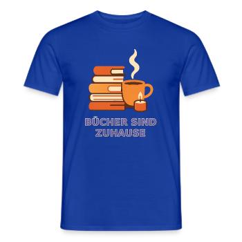 Bücher sind Zuhause Motiv - Männer T-Shirt - Dunkelblau - Vorne - AI Model Male 178 light (178cm)