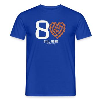 80 Years Bike Still Riding Birthday Gift - Men's T-Shirt - majorelle blue - Front - AI Model Male 178 light (178cm)
