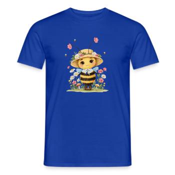 Une jolie abeille avec un chapeau de fleurs et un motif de jardin pour - T-shirt homme - bleu foncé - Devant - AI Model Male 178 light (178cm)