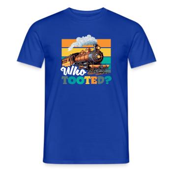 Who Tooted Funny Train Locomotive Humor - Men's T-Shirt - majorelle blue - Front - AI Model Male 178 light (178cm)