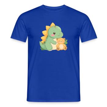Little Green Dino with Teddy Bear – Cute Friends - Men's T-Shirt - majorelle blue - Front - AI Model Male 178 light (178cm)