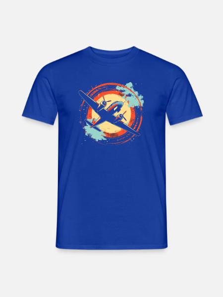 Flugzeug Illustration - Männer T-Shirt - Dunkelblau
