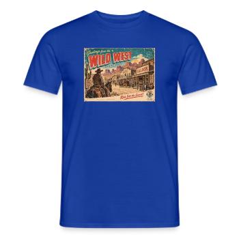 Grüße von der Wildwest-Retro-Postkarte - Männer T-Shirt - Dunkelblau - Vorne - AI Model Male 178 light (178cm)