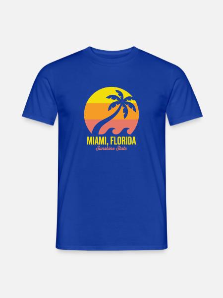 Miami-Florida-Palmen-Sonnenuntergang - Männer T-Shirt - Dunkelblau