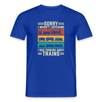 Ich dachte an Züge – lustiger Zugliebhaber - Männer T-Shirt - Dunkelblau - Vorne - AI Model Male 178 light (178cm)