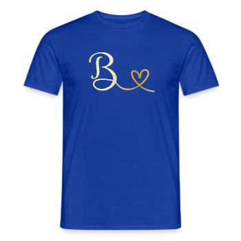 B goldenes Monogramm mit Herz - Männer T-Shirt - Dunkelblau - Vorne - AI Model Male 178 light (178cm)