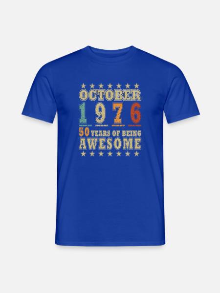 Oktober 1976 Jahrgang Vintage Geburtstag Retro - Männer T-Shirt - Dunkelblau