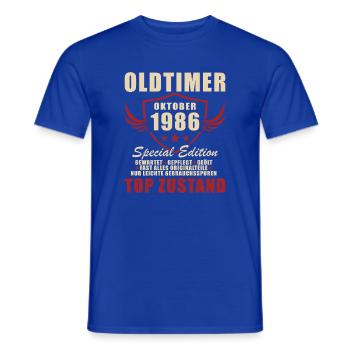 Oktober 1986 Jahrgang Retro Geburtstag Geschenk - Männer T-Shirt - Dunkelblau - Vorne - AI Model Male 178 light (178cm)