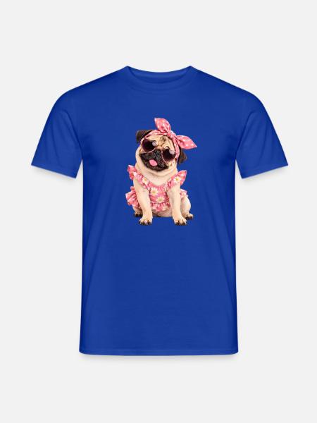 Mops Hund süßer Mops niedlicher Mops - Männer T-Shirt - Dunkelblau