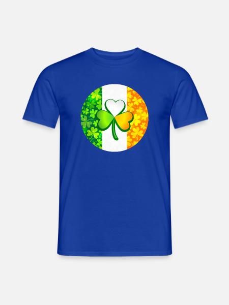 Kleeblatt auf irischer Flagge mit Kleeblättern - Männer T-Shirt - Dunkelblau