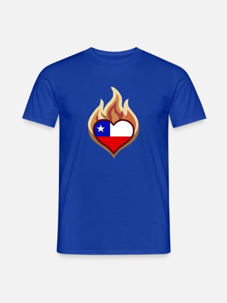 Flammenherz Chile Flagge - Männer T-Shirt - Dunkelblau