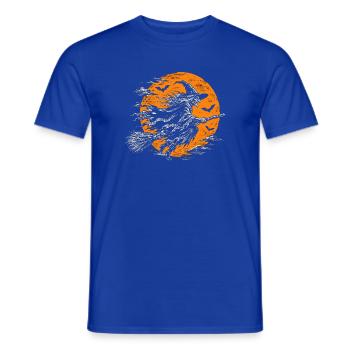 Die Hexe auf dem Besen vor dem Vollmond - Männer T-Shirt - Dunkelblau - Vorne - AI Model Male 178 light (178cm)