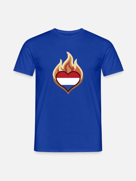 Flammenherz Niederlande Flagge - Männer T-Shirt - Dunkelblau