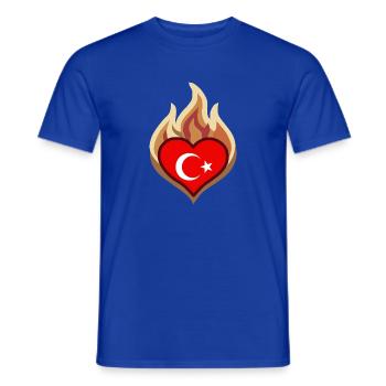 Flammenherz Türkei Flagge - Männer T-Shirt - Dunkelblau - Vorne - AI Model Male 178 light (178cm)