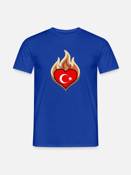 Flammenherz Türkei Flagge - Männer T-Shirt - Dunkelblau