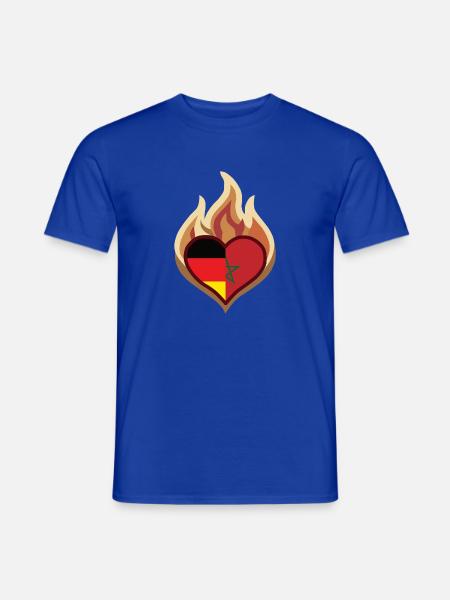Flammenherz Deutschland-Morocco Flagge - Männer T-Shirt - Dunkelblau