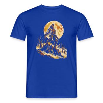Der Wolfsmensch heult den Vollmond an - Männer T-Shirt - Dunkelblau - Vorne - AI Model Male 178 light (178cm)