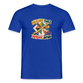 Quilten – zweimal messen, trotzdem improvisieren - Männer T-Shirt - Dunkelblau - Vorne - AI Model Male 178 light (178cm)