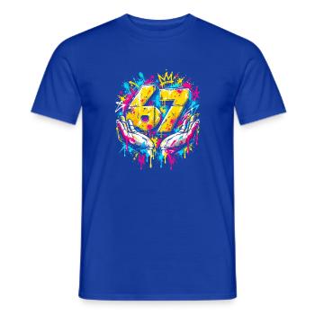 6 7 Meme Neon Graffiti Splash - Männer T-Shirt - Dunkelblau - Vorne - AI Model Male 178 light (178cm)