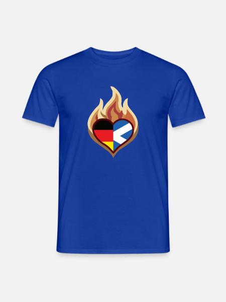 Flammenherz Deutsch-Schottische Leidenschaft - Männer T-Shirt - Dunkelblau