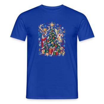 Weihnachtsbaum mit Engeln und Rentieren - Männer T-Shirt - Dunkelblau - Vorne - AI Model Male 178 light (178cm)