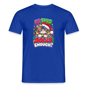 Grimmiger Weihnachtskater mit Lichtern - Männer T-Shirt - Dunkelblau - Vorne - AI Model Male 178 light (178cm)