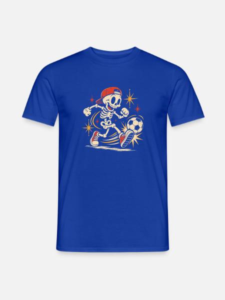 Retro-Skelett im Soccer-Action - Männer T-Shirt - Dunkelblau